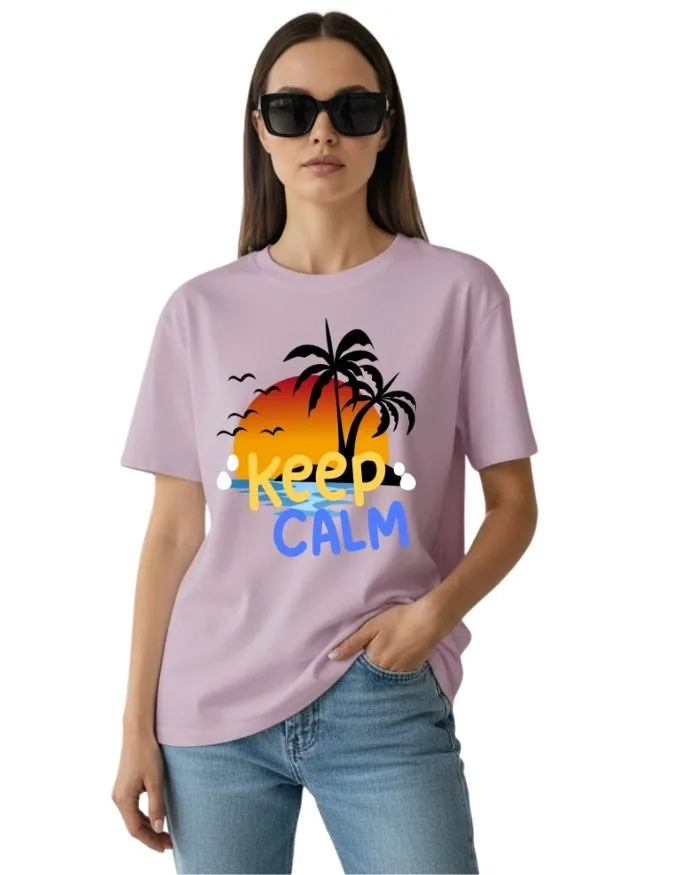 Keep Calm Unisex Terry Fabric Oversized Tee
