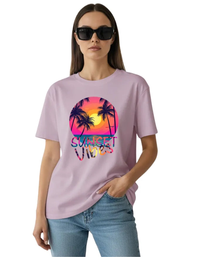 Sunset Vibes Unisex Terry Fabric Oversized Tee