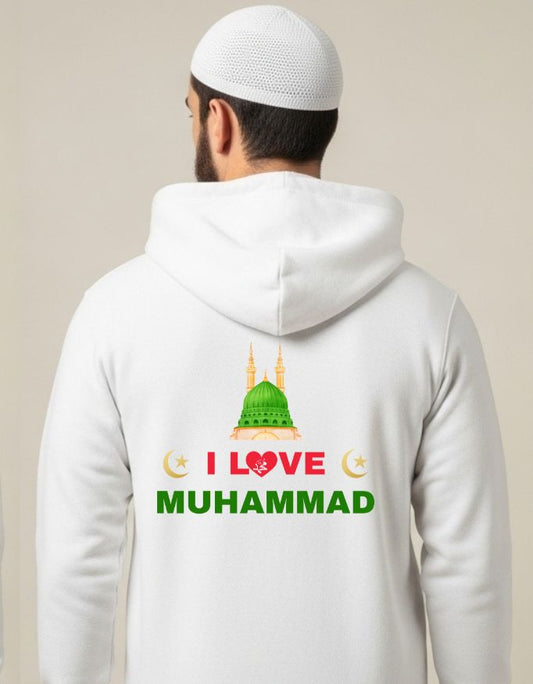 I Love Mohammad Regular Fit Unisex Zip Hoodie