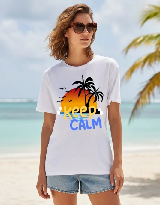 Keep Calm Unisex Terry Fabric Oversized Tee