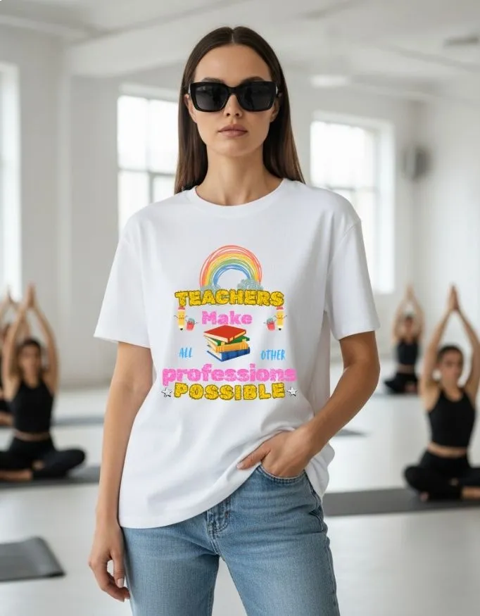 Teacher Power Unisex Terry Fabric Oversized Tee