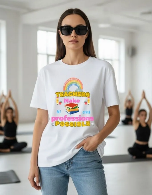 Teacher Power Unisex Terry Fabric Oversized Tee