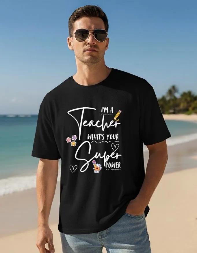 Teacher Power Unisex Terry Fabric Oversized Tee