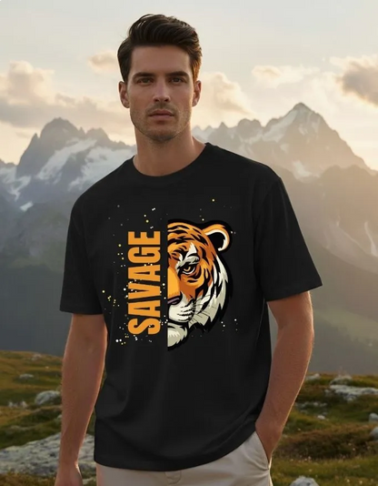 Savage life Unisex Terry Fabric Oversized Tee