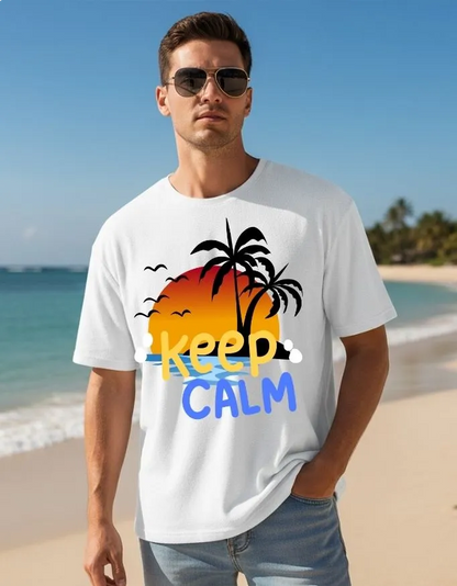 Keep Calm Unisex Terry Fabric Oversized Tee