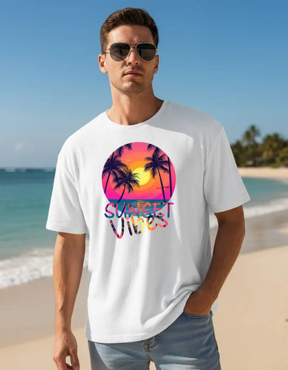 Sunset Vibes Unisex Terry Fabric Oversized Tee