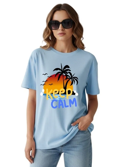 Keep Calm Unisex Terry Fabric Oversized Tee