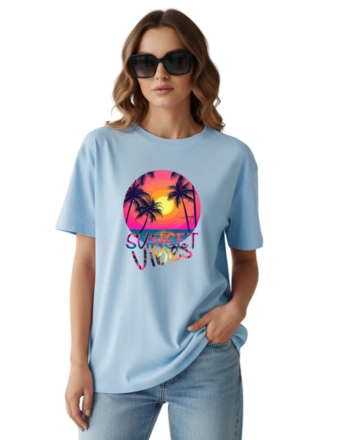 Sunset Vibes Unisex Terry Fabric Oversized Tee