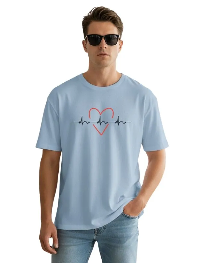 Heart Beat Unisex Terry Fabric Oversized Tee