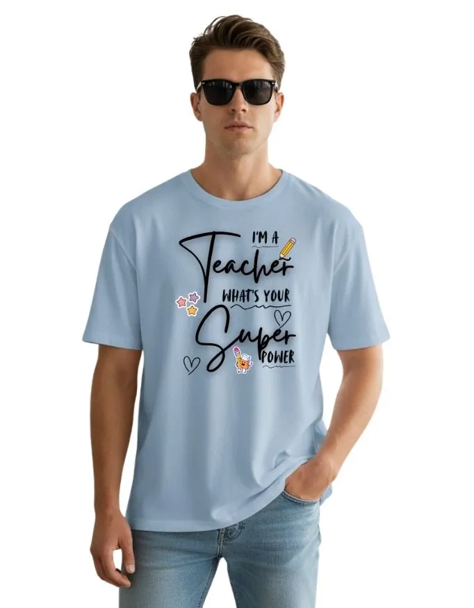 Teacher Power Unisex Terry Fabric Oversized Tee