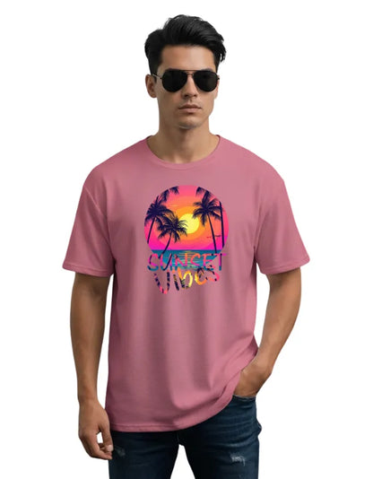 Sunset Vibes Unisex Terry Fabric Oversized Tee