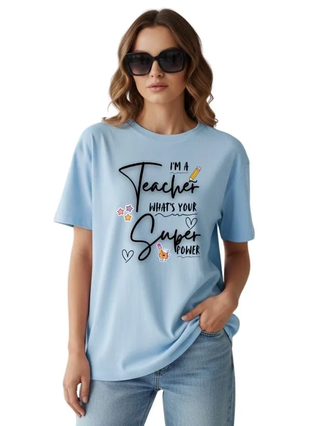 Teacher Power Unisex Terry Fabric Oversized Tee