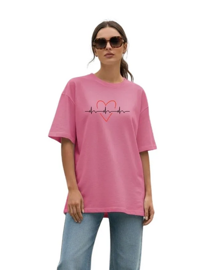 Heart Beat Unisex Terry Fabric Oversized Tee