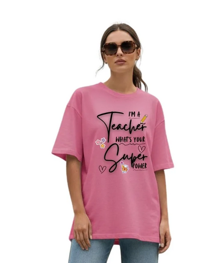 Teacher Power Unisex Terry Fabric Oversized Tee