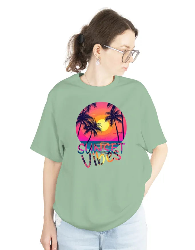 Sunset Vibes Unisex Terry Fabric Oversized Tee