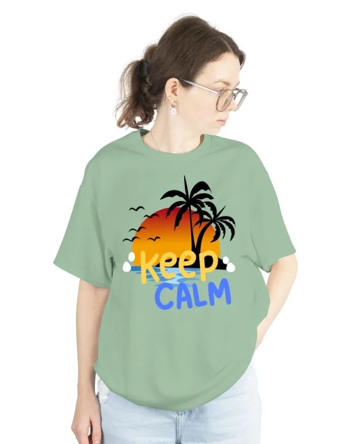 Keep Calm Unisex Terry Fabric Oversized Tee