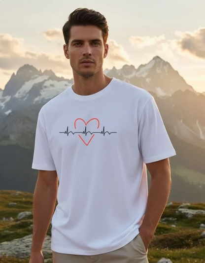 Heart Beat Unisex Terry Fabric Oversized Tee