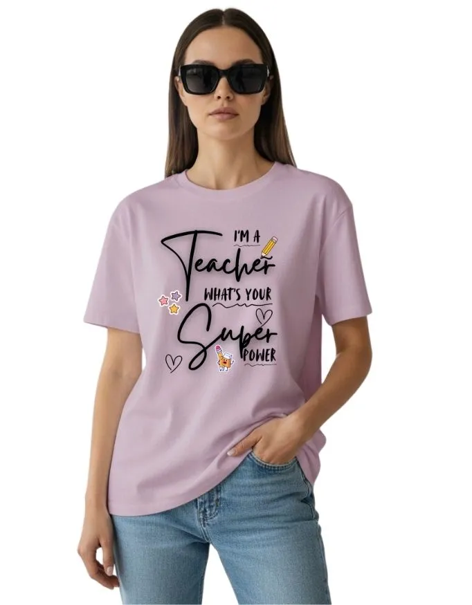 Teacher Power Unisex Terry Fabric Oversized Tee