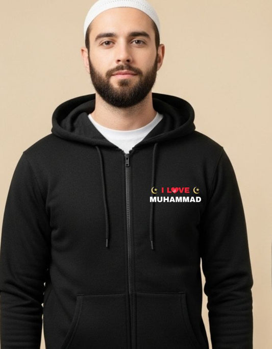 I Love Mohammad Regular Fit Unisex Zip Hoodie