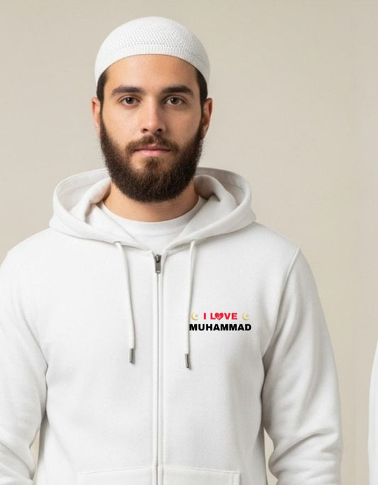 I Love Mohammad Regular Fit Unisex Zip Hoodie