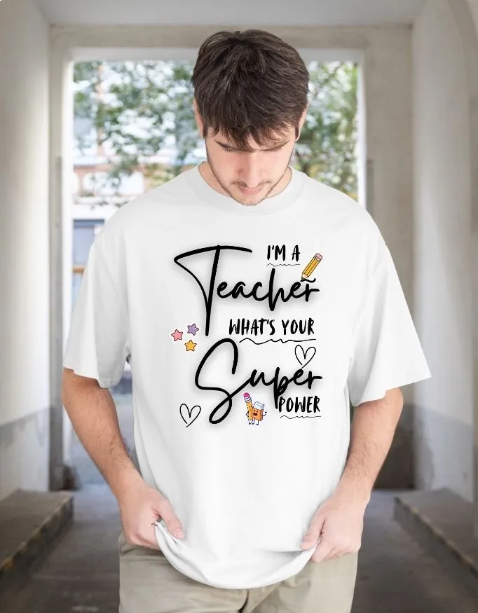 Teacher Power Unisex Terry Fabric Oversized Tee