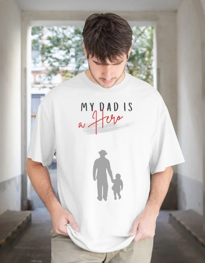 My Dad is a Hero Unisex Terry Fabric Oversized Tee