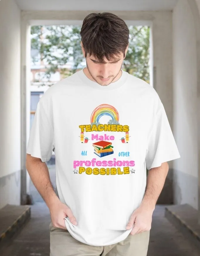 Teacher Power Unisex Terry Fabric Oversized Tee