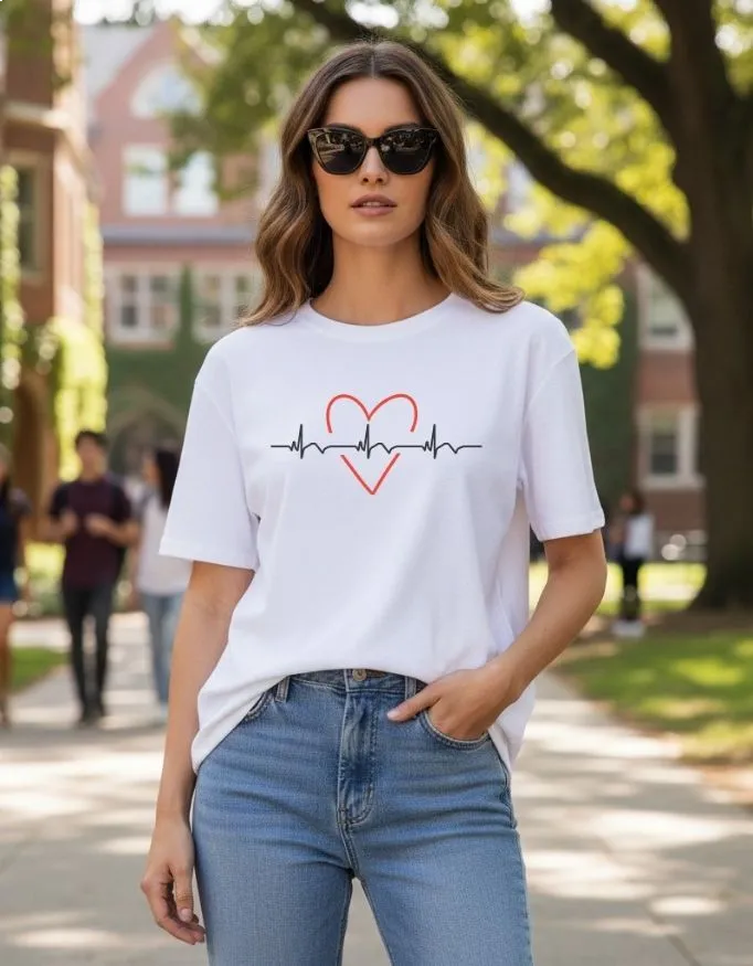 Heart Beat Unisex Terry Fabric Oversized Tee