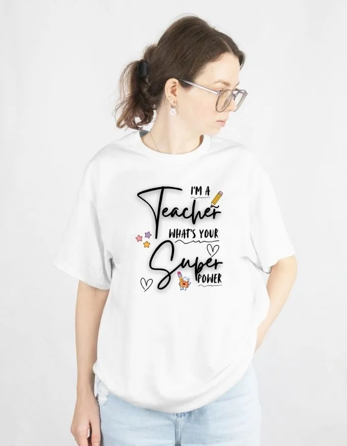 Teacher Power Unisex Terry Fabric Oversized Tee